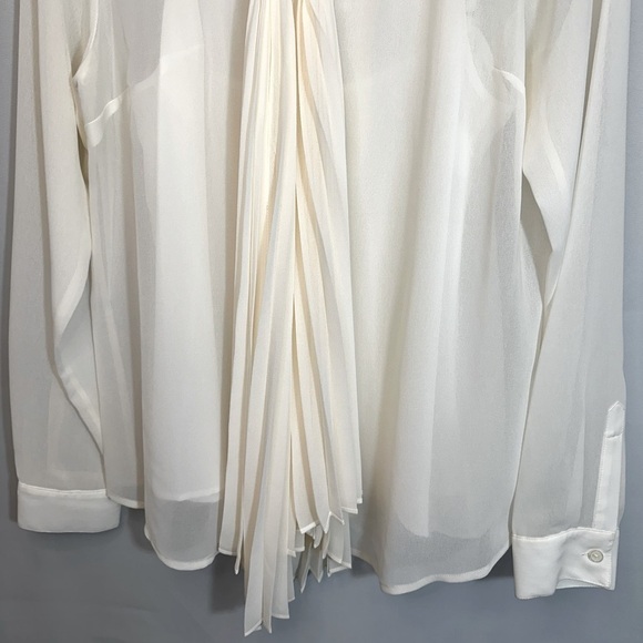 Michael Kors Button Front Tie Neck 2 Piece Blouse Cami Long Sleeve Sheer Size M - Picture 7 of 10